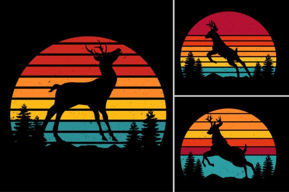 Reindeer Sunset T-Shirt Design: A Retro Aesthetic
